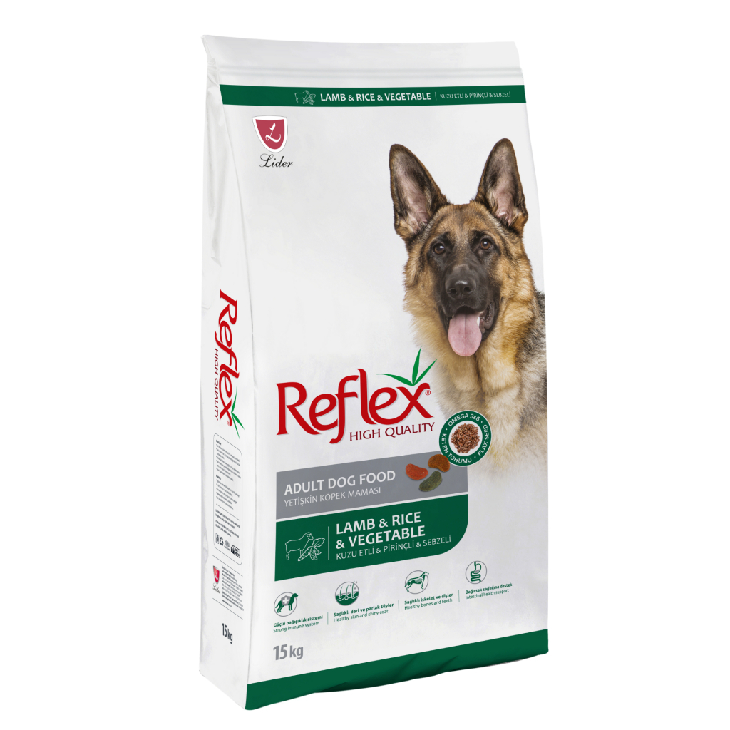 Reflex Kuzulu Pirinçli ve Sebzeli Yetişkin Köpek Maması 15kg