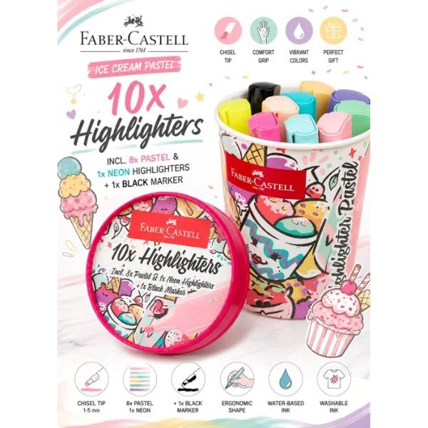 Faber Castell Textliner Fosforlu Kalem Ice Cream Pastel 10 Renk