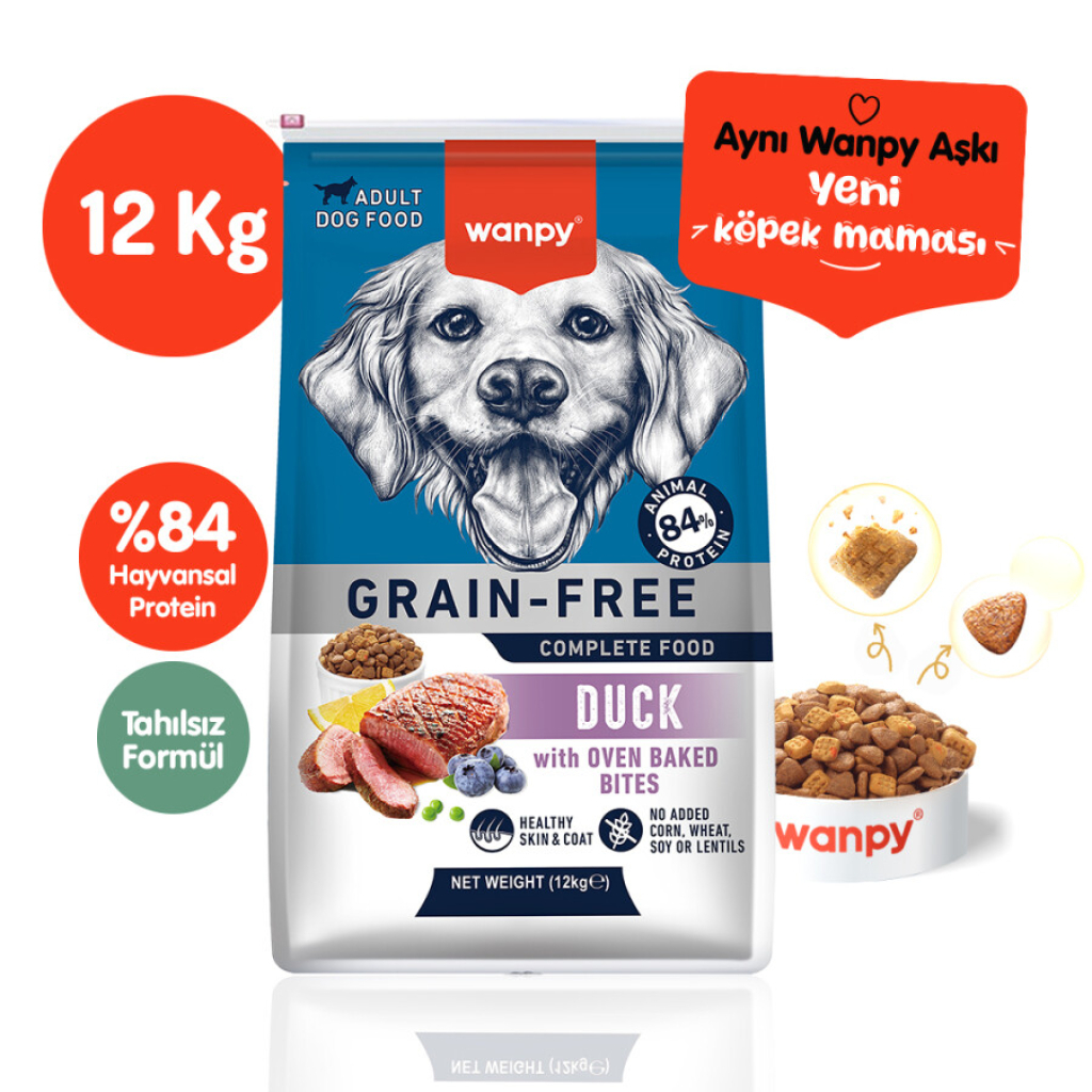 Wanpy Ördekli Tahılsız Yetişkin Köpek Maması 12kg