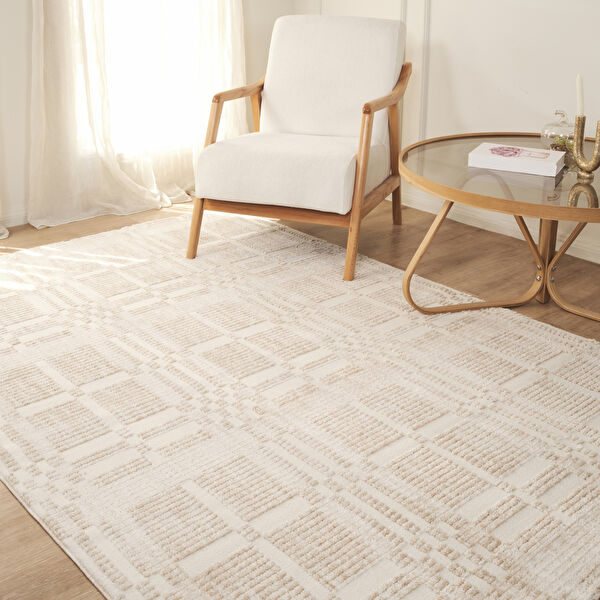 Kaşmir Halı 7/24 İskandinav Velar Bej 80x300 cm