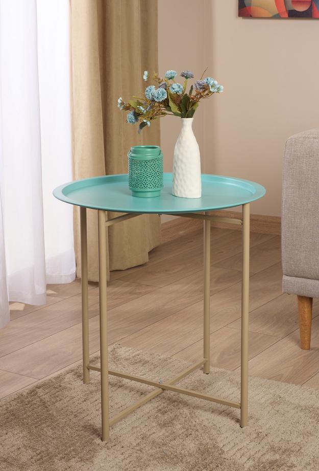 Just Home Modern Katlanır Tepsi Sehpa - Su Yeşili