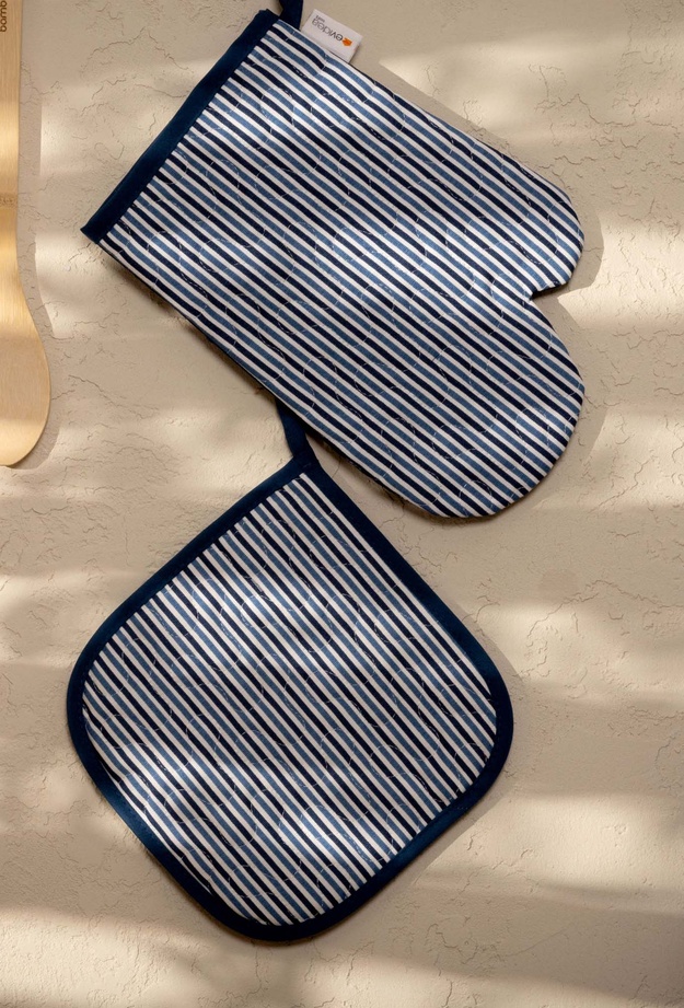 Evidea Soft Jolie Fırın Eldiveni ve Tutaç Set - Lacivert - 17x28 cm + 20x20 cm
