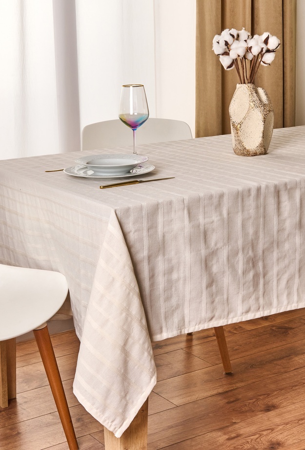 Evidea Soft Herringbone Masa Örtüsü - Ekru - 140x220 cm